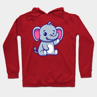 Cute Elephant Sitting And Waving Hand Hoodie